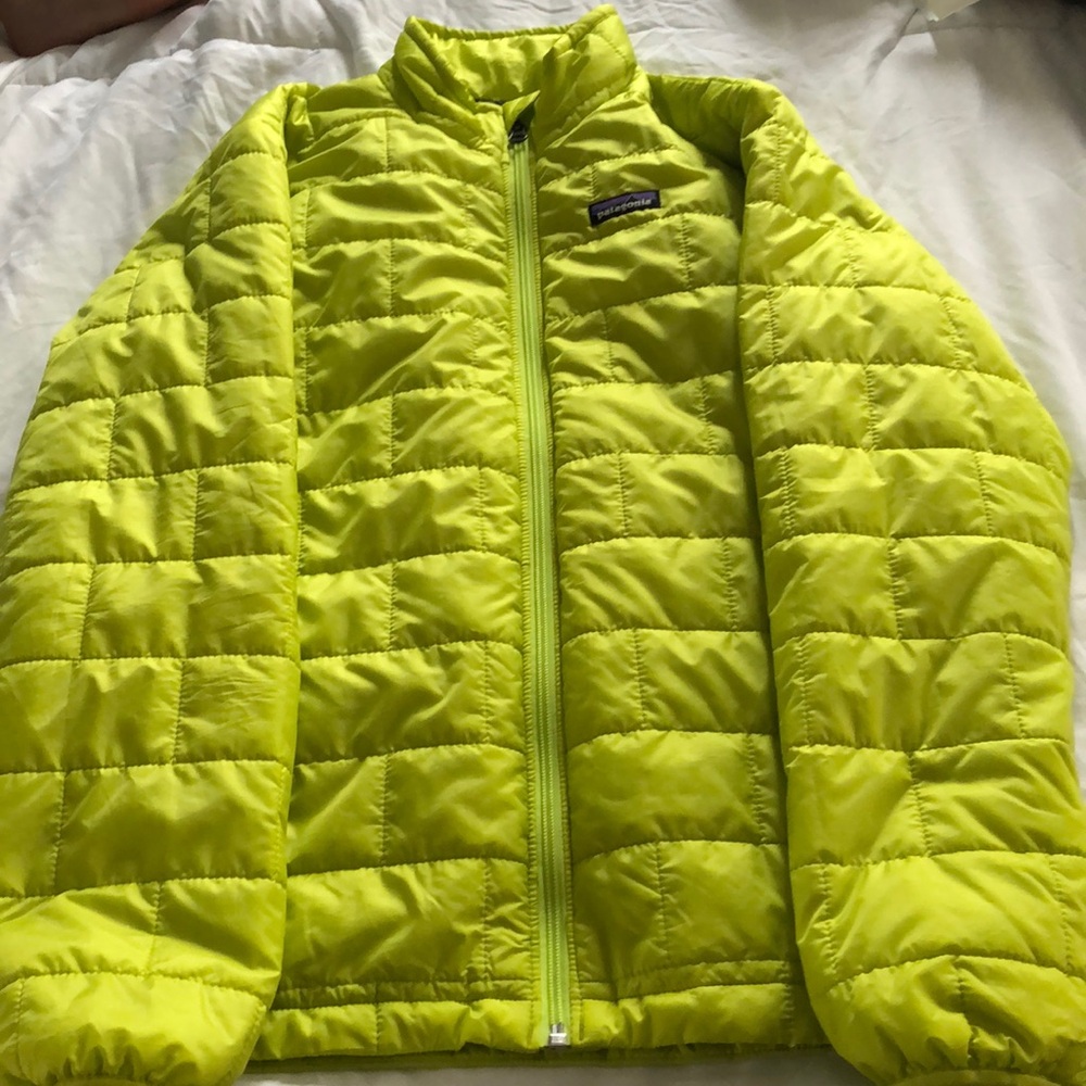 Boys bright yellow lightweight Patagonia coat.